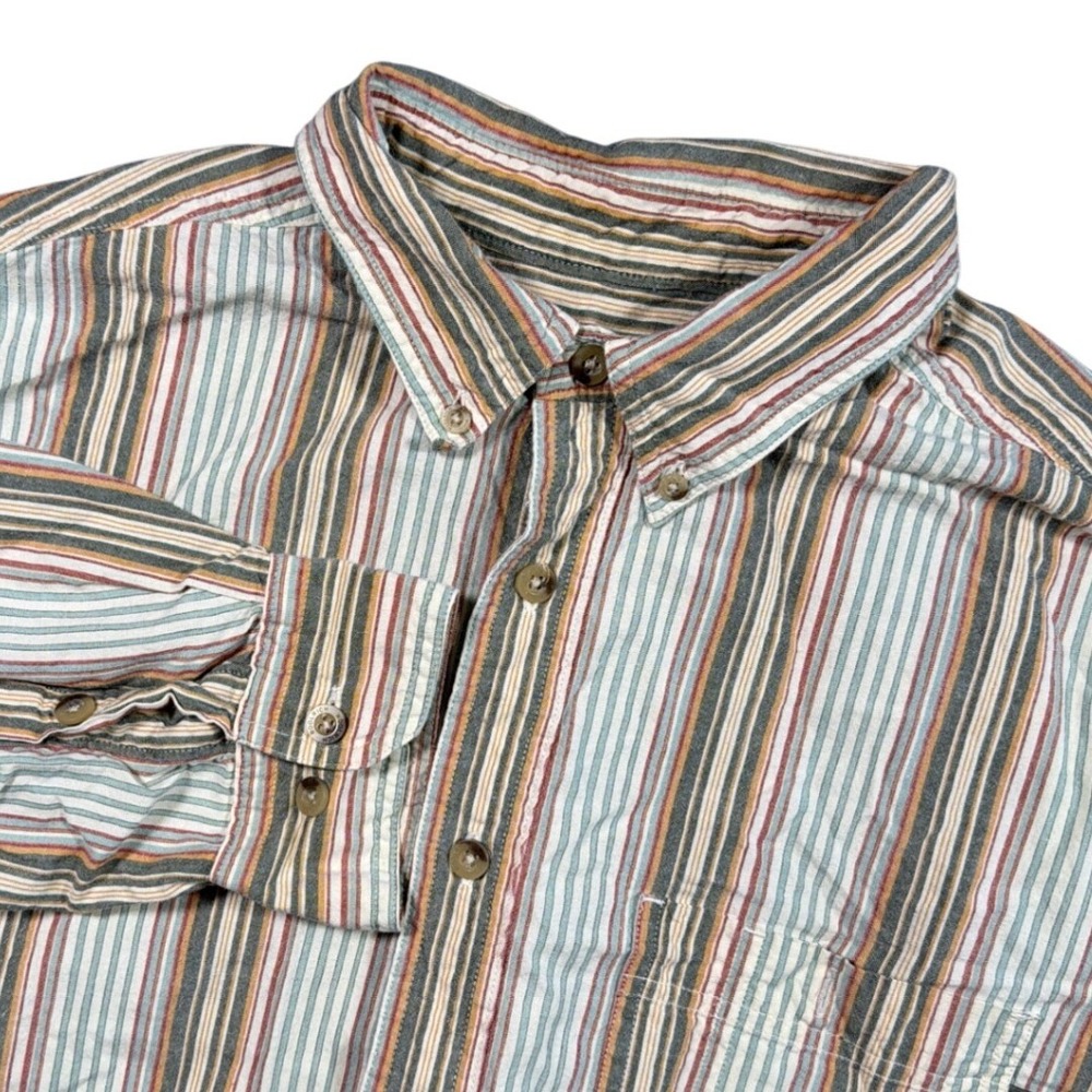 Vintage Woolrich Button Up Shirt Mens XL Multicolor Striped Long Sleeve
